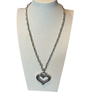 Brighton Contempo love Heart Pendant Necklace Filigree‎ Chain Clasp Charm Womens